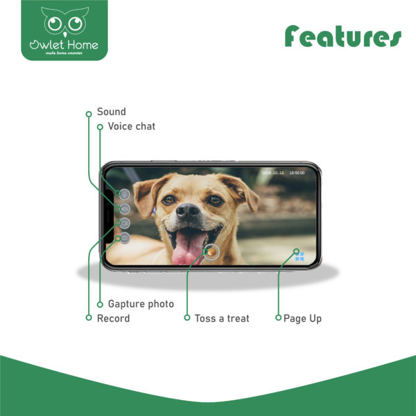 Owlet Home Smart Dog Camera with treat tossing(BLACK), WiFi connecting(2.4G & 5G), 1080p HD Camera, Live Video Streaming, Auto Night Vision, 2-Way Audio, Work With Alexa - Image 6