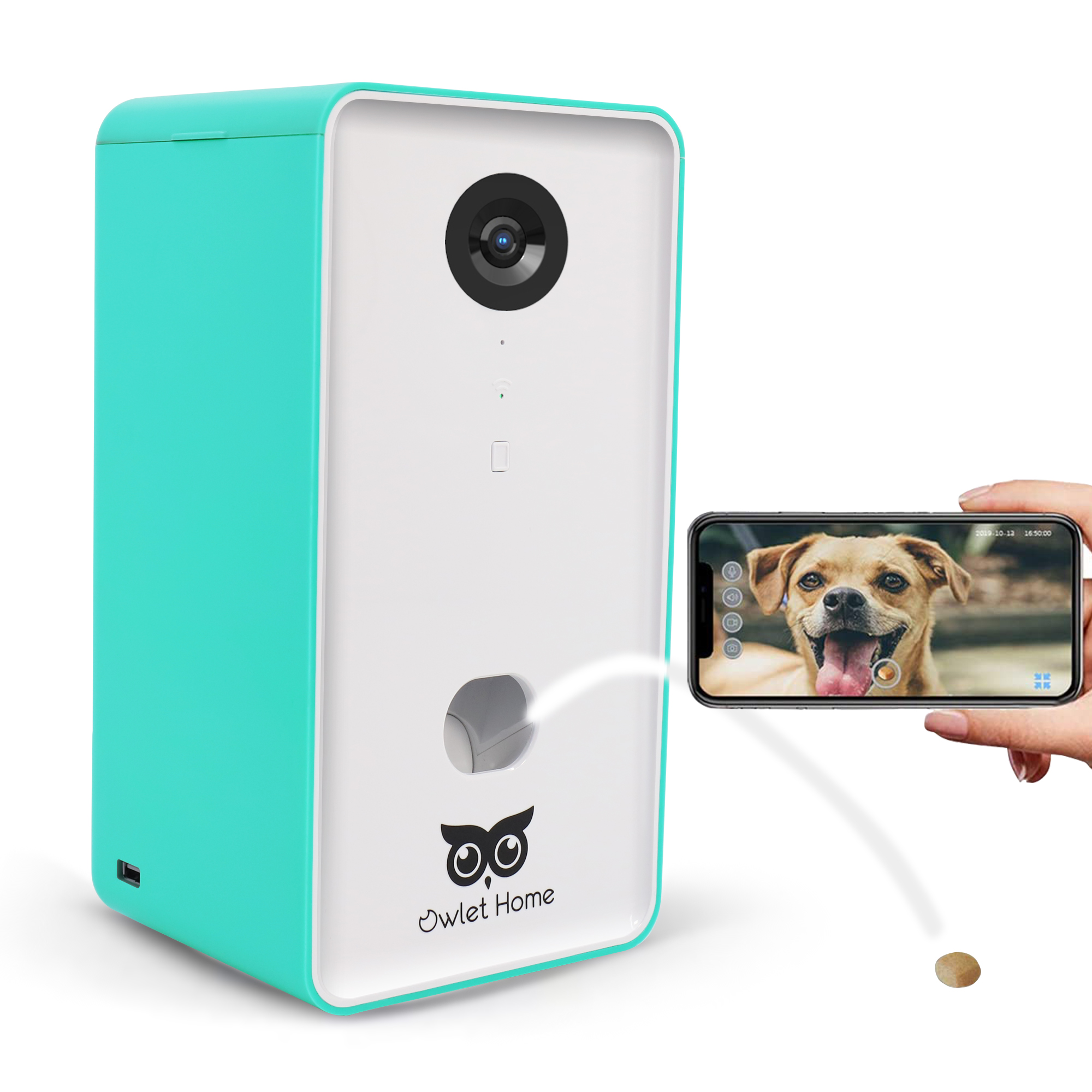 Dog Treat Dispenser with Camera Wifi Full HD Pet Monitor 2-Way Audio Night  Vision Mobile App Control Remote Treat Tossing for Dogs and Cats 