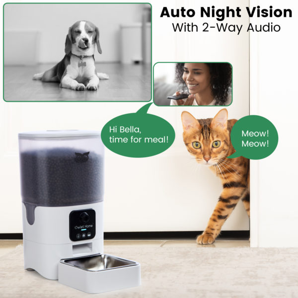 Owlet Home Smart Automatic Pet Feeder with 1080P HD Camera for Cats & Dogs (6L), WiFi(2.4GHz&5GHz), Live Video, Auto Night Vision, 2-Way Audio, Works with Alexa & Google Assistant, Motion Alert, No Monthly Fee - Image 6